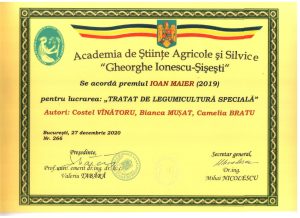 Cercetarea buzoiană din nou la înălțime.  Premiu al Academiei de Științe Agricole și Silvice ”Gheorghe Ionescu-Șișești” pentru  „Tratatul de legumicultură specială”