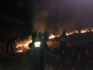 Foto / Intervenție de trei ore a pompierilor la Pârscov pentru lichidarea unui incendiu extins pe 10 hectare de vegetație uscată